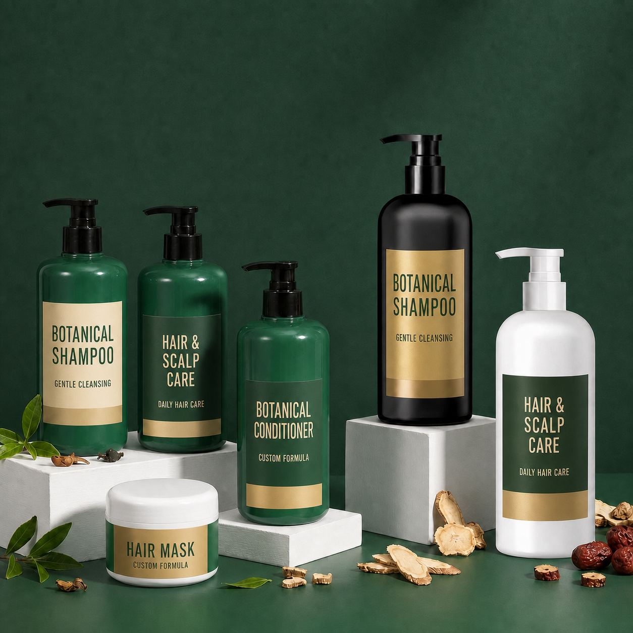 Botanical shampoo and scalp care product customization range